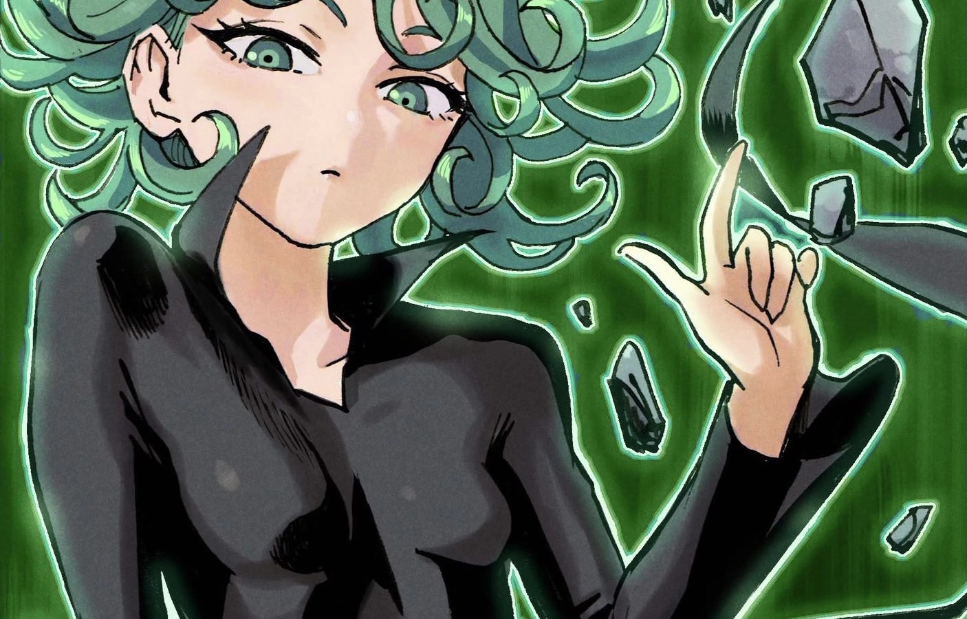 Tatsumaki in her black dress